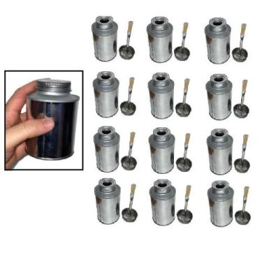 Imagem de 12 Lata Tampa Rosca Pincel 250ml Colas Tintas Artesanato Po - Parafutr