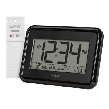 Imagem de La Crosse Technology Relógio de parede digital preto 513-1412 com temperatura interna e externa