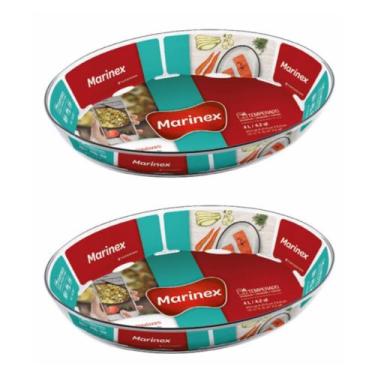 Imagem de Travessa Assadeira de Vidro Vai ao Forno Marinex 4L - 2Un - NADIR FIGU