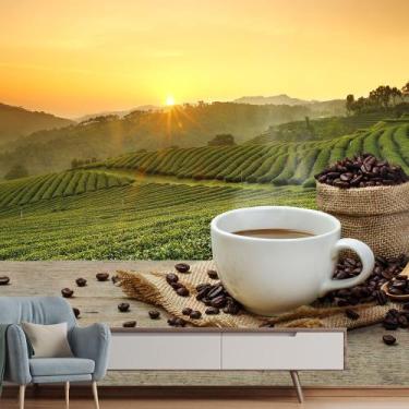Imagem de Papel de Parede Café Cafeteria Xícara Grãos Sala Adesivo - 207pcm - Al