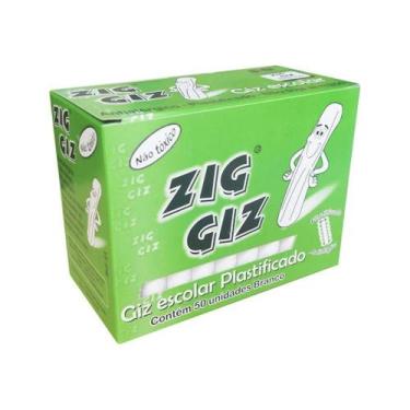 Imagem de Giz Branco Para Lousa 50 Unidades Zig Giz