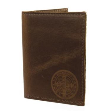 Imagem de Carteira Porta Cartão Em Couro Modelo Masculino Estampa São Bento Envi