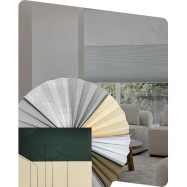 Imagem de Yoolax Persianas celulares motorizadas diurnas e noturnas, persianas de colmeia blackout e filtragem de luz, persianas automáticas para janelas, amostra de tecido multicolorido