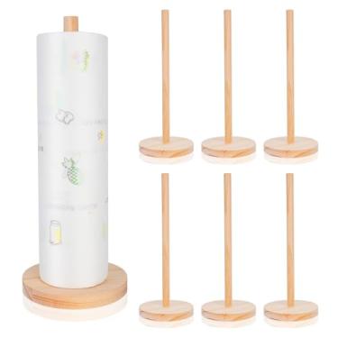 Imagem de Aemygo 6 peças de suporte de toalha de papel de madeira, suporte de toalha de papel de madeira para bancada, suporte de rolo de cozinha para casa, cozinha, banheiro, mesa de jantar