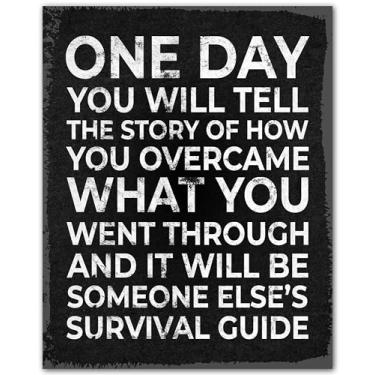 Imagem de ZUKIY Citação Overcome Inspire Survival - Arte de parede motivacional para ele - Pôster inspirador preto e branco para decoração de escritório - Arte com citação positiva para homens - Impressão sem