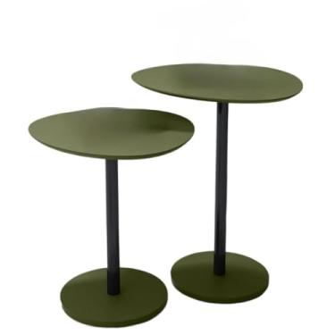 Imagem de Mesa Lateral Orgânica de Canto Design Haste Preta Monopé(Verde)