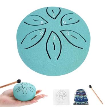 Imagem de ZTJ Mini tambor de chuva para uso externo – Tambor de língua de aço de 7,6 cm, instrumento de percussão de sino de jardim com marretas e bolsa, presente musical para crianças e adultos (azul claro)