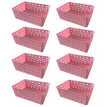 Imagem de Kit 8 Cestos Multiuso Organizador Empilhável Gaveta 19x14x6 - Trioplas