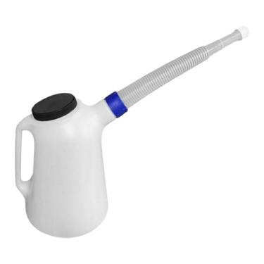 Imagem de predolo Jarra medidora de óleo com tampa, recipiente portátil ergonômico e resistente para medição de óleo, com bico longo para veículos de garagem automotiva, 4l 29cm X 18cm