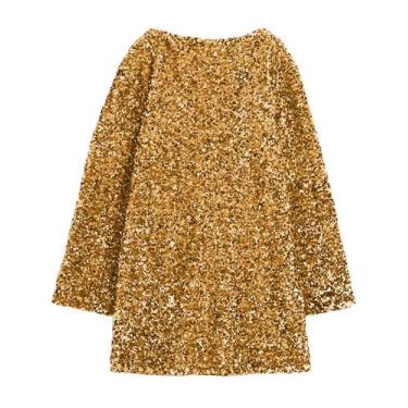 Imagem de Vestido de lantejoulas Lentta para mulheres dourado tamanho S