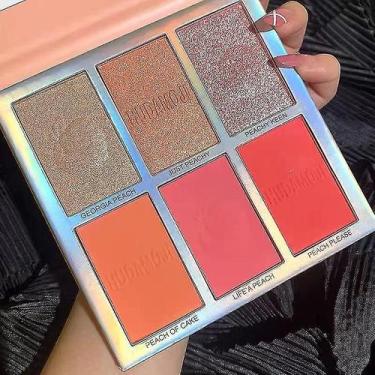 Imagem de Blushes bronzers 6 cores maquiagem paleta de blush pigmento natural bo