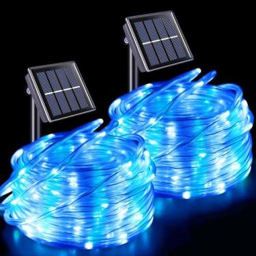 Imagem de Luzes de corda solares YEGUO 2x10m 200 LED impermeáveis ao ar livre
