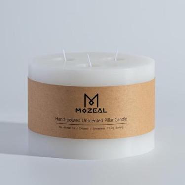 Imagem de Vela MOZEAL 15 cm x 15 cm, sem perfume, sem gotejamento, 3 mechas