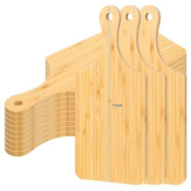Imagem de Tabla de cortar Zubebe madera 12 piezas con mango 11x5 pulgadas bambú