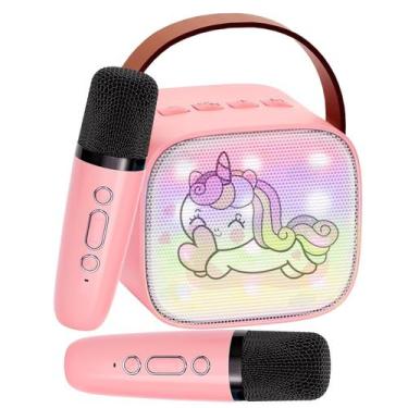 Imagem de Máquina de karaokê RelaxPad Mini para crianças com 2 microfones rosa