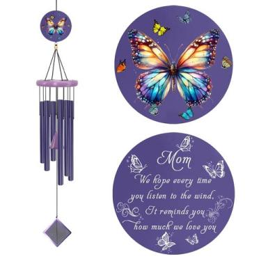 Imagem de Wind Chimes JMSuertes Purple Butterfly 81 cm Dia das Mães