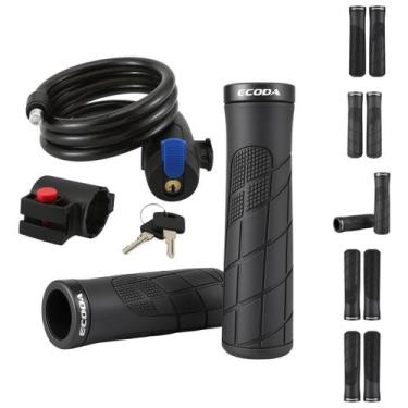 Imagem de Kit Bicicleta com Manoplas Antiderrapantes e Cabo de Aço com Cadeado p