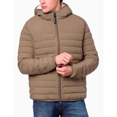 Imagem de Jaqueta Calvin Klein Masculina Hoodie Matelassê Sherpa Cáqui-Masculino