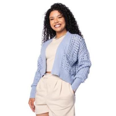 Imagem de Casaco Feminino Biamar Algodão Pontos Vazados Marrom-Feminino