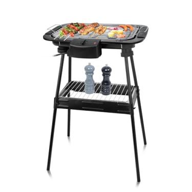 Imagem de Versão atualizada: grelha elétrica YANDEA 1700 W, para cozinhar ao ar livre e interior, churrasco sem fumaça, churrasqueira portátil removível, controle de temperatura e cozimento antiaderente para