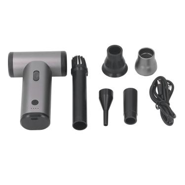 Imagem de Cryfokt Espanador de Ar Elétrico Portátil, Ventilador Sem Fio, Poderoso 130000 Rpm, Tipo C, Carga Rápida para Teclado de Computador, Casa de Animais de Estimação, Cinza