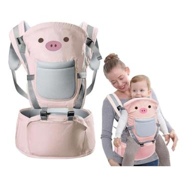 Imagem de FINYQBET Canguru Ergonômico Bebê - Porta-Bebê Multifuncional 10 em 1, Design Ergonômico e Ajustável, Algodão Puro Respirável, Para 0-36 Meses (3-25 kg), Ideal para Passeios e Tarefas Domésticas (Rosa)