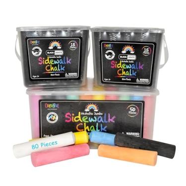 Imagem de Giz jumbo para calçada ao ar livre - balde de 50 peças e 2 x 15 peças preto e branco