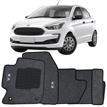 Imagem de Tapete Carpete Ford Ka 2014 à 2021 Logo Bordado Jogo 5 Peças Personalizado Automotivo