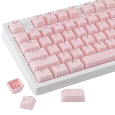 Imagem de Tsungup Crystal Jelly Pink Keycaps, MDA Profile-Clear translúcido jade teclado, 130 teclas brilham através de teclas personalizadas conjunto de teclas para teclado 60%, 65%, 75%, 100% Cherry MX