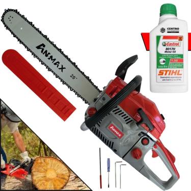 Imagem de Motosserra Anmax Cs5800a à Gasolina 2t 58cc 3,1hp Sabre 20'' Ponta Rolante Profissional + Óleo Castrol Stihl 500ml