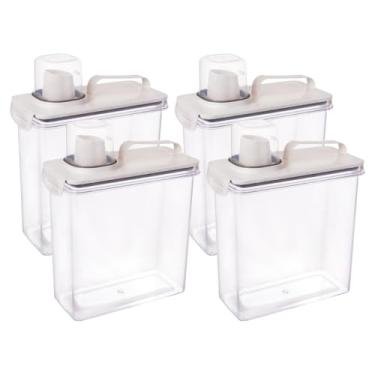 Imagem de Kit Pote Hermético Dispenser Multiuso 3 Litros Com Copo Dosador E Travas Lavanderia Cozinha Despensa (Branco | Kit 4)