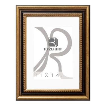 Imagem de RYZERIRT Moldura de madeira de 28 x 35,5 cm, exiba imagens 20,3 x 25,4 cm com tapete ou 28 x 35,5 cm sem tapete, molduras douradas para pôster, moldura para pendurar na parede 06