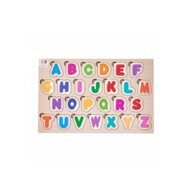 Imagem de QUEBRA CABEÇA DE ENCAIXE TABULEIRO ALFABETO 26 PÇS MADEIRA