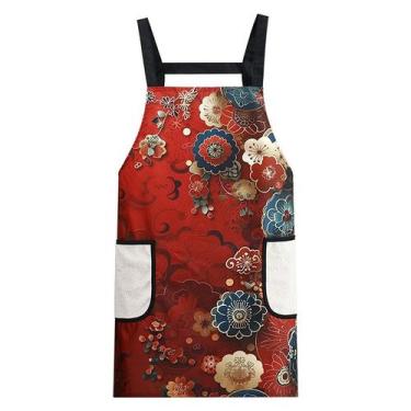 Imagem de Avental impermeável de estilo étnico para mulheres com bolsos de toalh