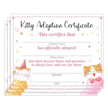 Imagem de Certificados de adoção de gatos para meninos e meninas, lembrancinhas de festa de adoção de gatinho, decorações de festa de adoção de gatinhos, adote um favor de festa de animal, suprimentos de festa