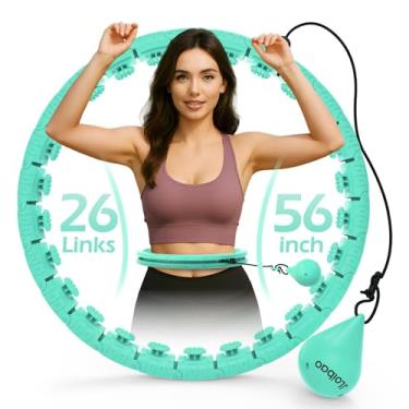 Imagem de JLoibao Círculo De Hula Ponderado Com 26 Links (56 Polegadas) Para Perda De Peso De Adultos, Aro De Fitness Infinito Plus Size, Para Mulheres, Equipamento De Exercício Inteligente