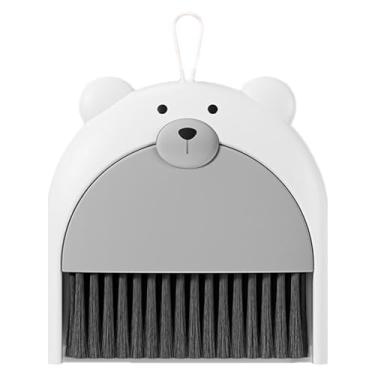 Imagem de Conjunto de pá e escova, conjunto de pá e escova pequena | pá de vassoura manual,Conjunto de pá de vassoura de mesa, desenho animado, urso, padrão, teclados, limpeza, vassoura, conjunto de pá de lixo