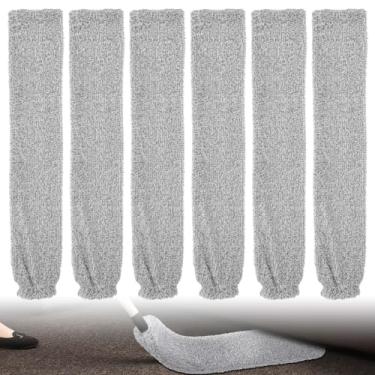 Imagem de 6 peças de pano de limpeza de poeira retrátil, pano de microfibra reutilizável, lavável sob o eletrodoméstico, refis de espanador para cama, tetos altos, fundo de móveis sob geladeira sofá sofá (cinza