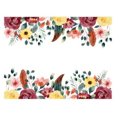 Imagem de Jogo Americano Mesa Posta Kit 2 a 12 Unidades Impermeável Decoração de Mesa (Flores em tons de vermelho,Kit 2 peças)