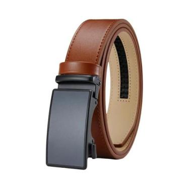Imagem de Cinto De Couro Premium Masculino Com Fivela Metálica Automática, Cores