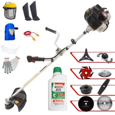 Imagem de Roçadeira Kawashima Kw52le 52c 2,5hp + Faca 2 Pontas + Faca 40 Dentes + Faca 80 Dentes + Trimmer + Escova 38c + Faca 6 Pontas