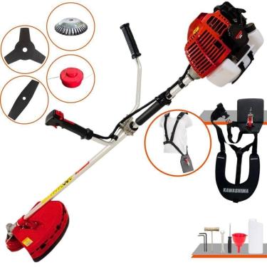 Imagem de Roçadeira Profissional Lateral Kawashima Kw52l À Gasolina 52c 2,5hp + Faca 2 Pontas 330mm 2,7mm + Escova Rotativa Dural