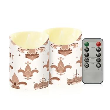 Imagem de Wassud Coroas de mão e velas sem chama de flor com controle remoto, velas realistas cintilantes com temporizador, velas decorativas para Natal, casamento, festa, decoração de casa pequena