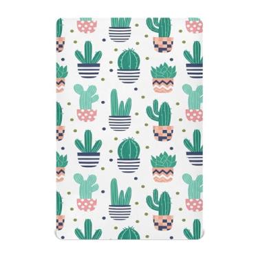 Imagem de Burbuja Lençol de berço de cacto para meninos e meninas, lençol com elástico 71 x 132 cm para colchões de berço padrão e infantil, macio e respirável