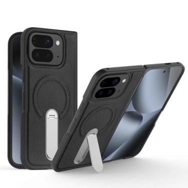 Imagem de LTLMYDAM Capa fina para Google Pixel 10 Pro Fold, capa de sucção magnética de couro estilo comercial à prova de choque, preta, 10 Pro Fold