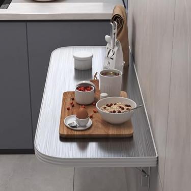 Imagem de Mesa dobrável de parede, mesa de laptop montada na parede, para cozinha, mesa de café da manhã, mesas de folhas para espaços pequenos - mesa de jantar | mesa de parede dobrável (80 x 40 cm/31,5 x 15,7
