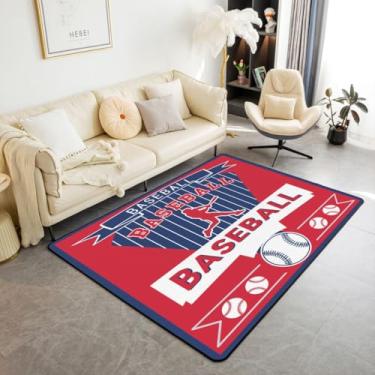 Imagem de jejeloiu Tapete de beisebol para jogos, 3 x 5, poliéster, Boston para sala de estar, para quarto, beisebol, decoração de cidade, tapete esportivo, jogo interno, macio, antiderrapante