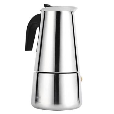 Imagem de Pissente Cafeteira de Aço Inoxidável para Fogão Espresso 100ml 200ml 300ml 450ml Opcional Com Cabo Ergonômico Resistente Ao Calor para Uso Em Fogão de Indução Casa Escritório (300ml)