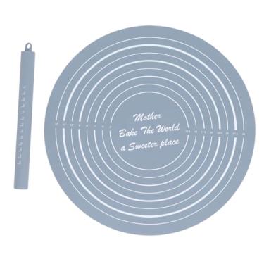 Imagem de QANYEGN Conjunto de rolo e esteira de silicone, rolo de massa com folha de pastelaria antiaderente, conjunto de rolo de massa para massa, pizza, tortas, doces (Cinza)