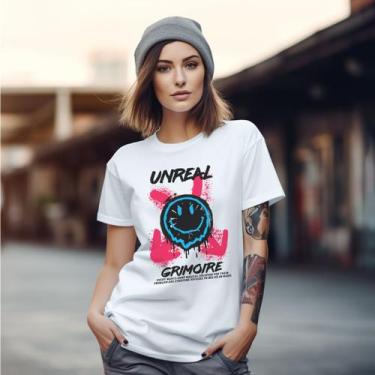 Imagem de Camiseta Basica Branca Skate Street Lançamento Unreal Emoji Smile, Bra
